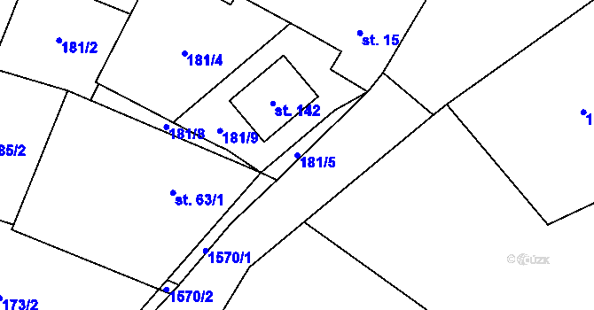 Parcela st. 181/5 v KÚ Vílanec, Katastrální mapa
