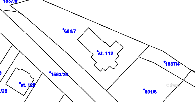 Parcela st. 112 v KÚ Vílanec, Katastrální mapa