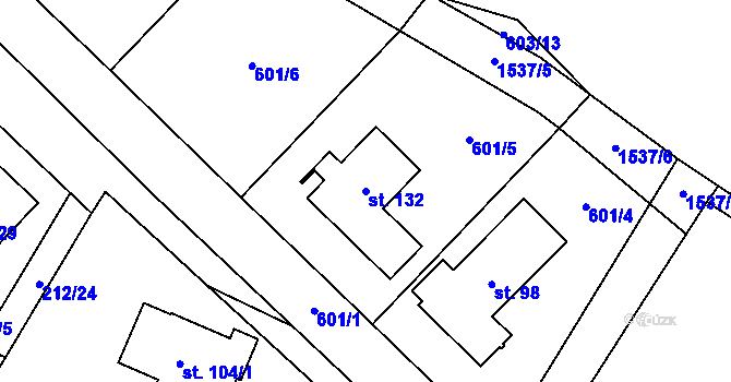Parcela st. 132 v KÚ Vílanec, Katastrální mapa