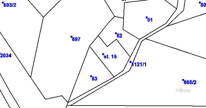 Parcela st. 15 v KÚ Vilantice, Katastrální mapa