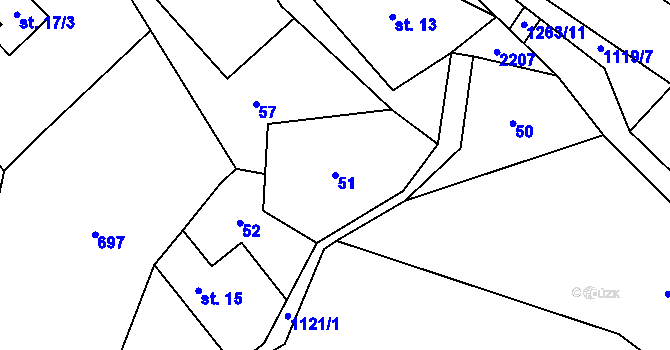 Parcela st. 51 v KÚ Vilantice, Katastrální mapa