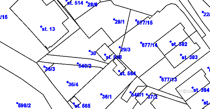 Parcela st. 548 v KÚ Vilémov u Šluknova, Katastrální mapa