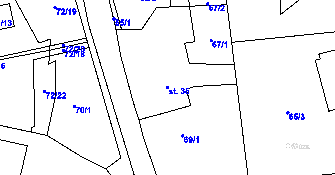 Parcela st. 35 v KÚ Vilémov u Šluknova, Katastrální mapa