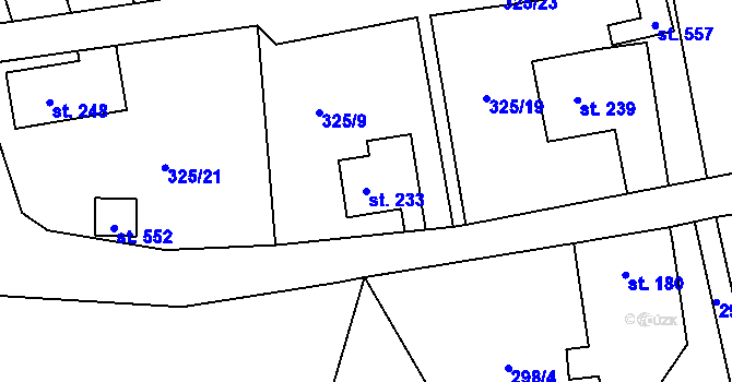 Parcela st. 233 v KÚ Vilémov u Šluknova, Katastrální mapa