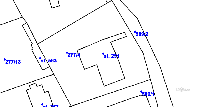 Parcela st. 251 v KÚ Vilémov u Šluknova, Katastrální mapa