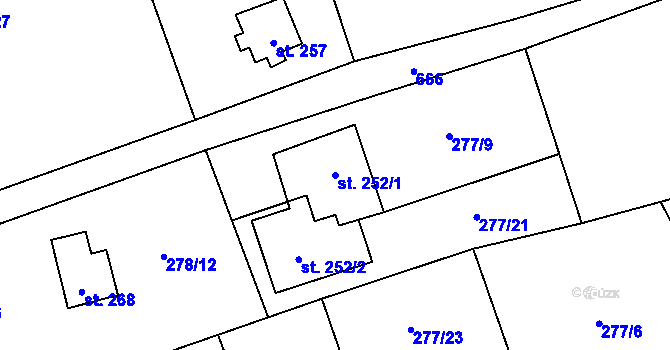 Parcela st. 252/1 v KÚ Vilémov u Šluknova, Katastrální mapa