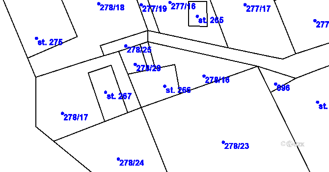 Parcela st. 266 v KÚ Vilémov u Šluknova, Katastrální mapa