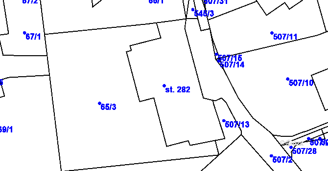 Parcela st. 282 v KÚ Vilémov u Šluknova, Katastrální mapa