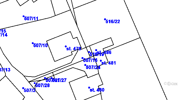 Parcela st. 486 v KÚ Vilémov u Šluknova, Katastrální mapa