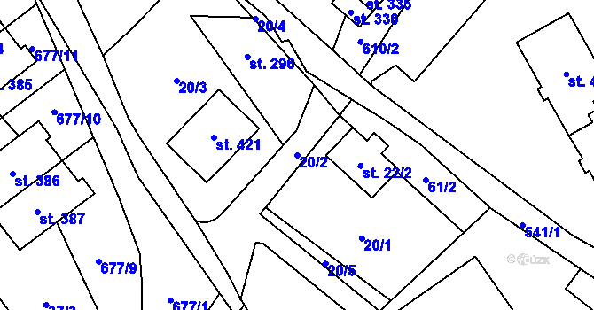 Parcela st. 20/2 v KÚ Vilémov u Šluknova, Katastrální mapa