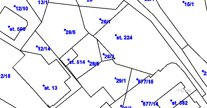 Parcela st. 28/2 v KÚ Vilémov u Šluknova, Katastrální mapa