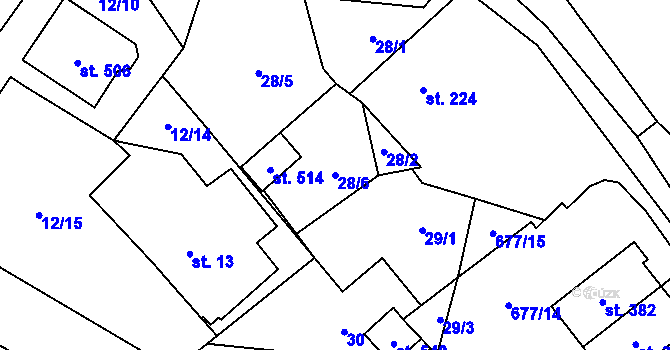 Parcela st. 28/6 v KÚ Vilémov u Šluknova, Katastrální mapa
