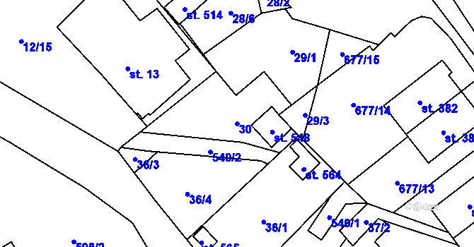 Parcela st. 30 v KÚ Vilémov u Šluknova, Katastrální mapa