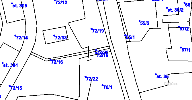 Parcela st. 72/20 v KÚ Vilémov u Šluknova, Katastrální mapa