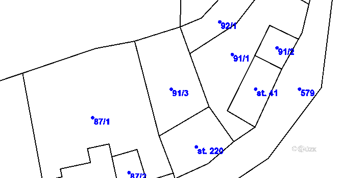 Parcela st. 91/3 v KÚ Vilémov u Šluknova, Katastrální mapa
