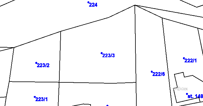 Parcela st. 223/3 v KÚ Vilémov u Šluknova, Katastrální mapa