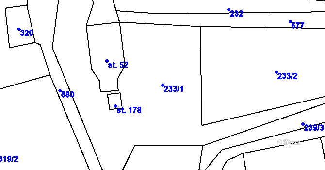 Parcela st. 233/1 v KÚ Vilémov u Šluknova, Katastrální mapa