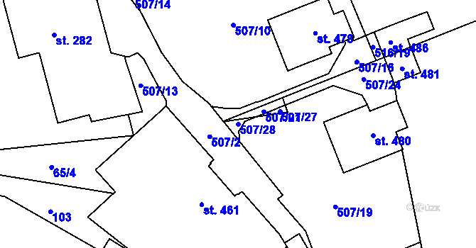 Parcela st. 507/28 v KÚ Vilémov u Šluknova, Katastrální mapa