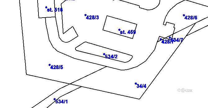 Parcela st. 534/2 v KÚ Vilémov u Šluknova, Katastrální mapa