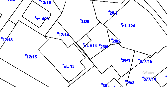 Parcela st. 514 v KÚ Vilémov u Šluknova, Katastrální mapa