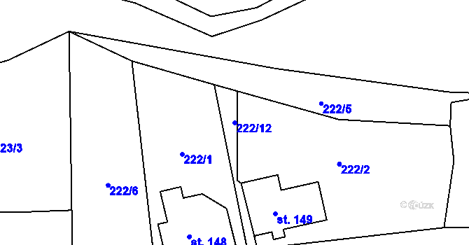 Parcela st. 222/12 v KÚ Vilémov u Šluknova, Katastrální mapa