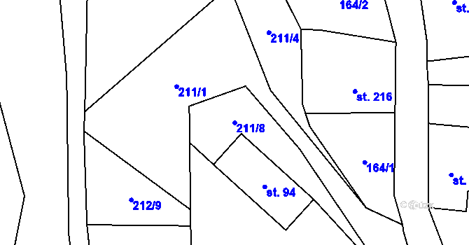 Parcela st. 211/8 v KÚ Vilémov u Šluknova, Katastrální mapa