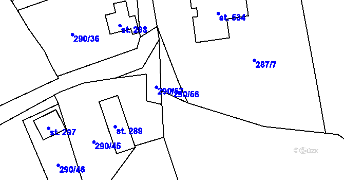 Parcela st. 290/56 v KÚ Vilémov u Šluknova, Katastrální mapa