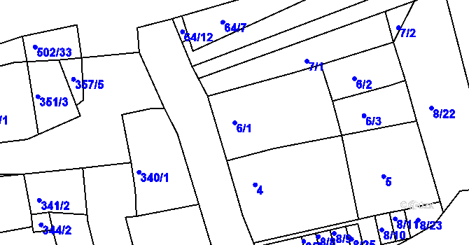 Parcela st. 6/1 v KÚ Vilémov u Kadaně, Katastrální mapa