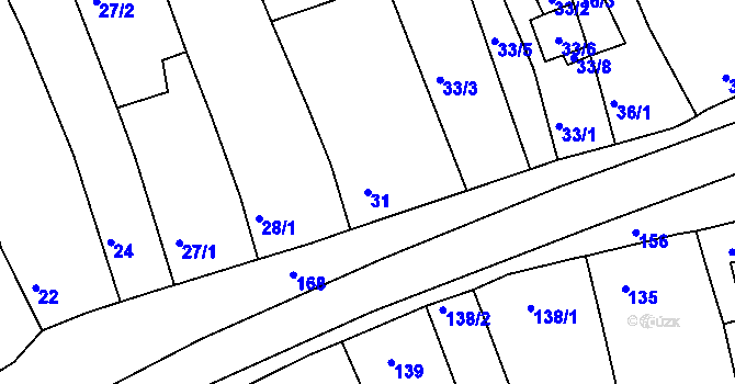 Parcela st. 31 v KÚ Vilémov u Kadaně, Katastrální mapa
