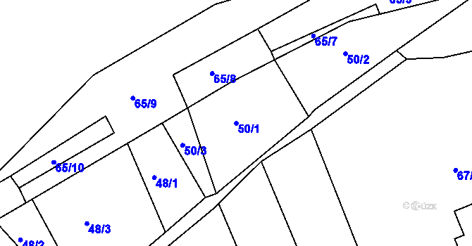 Parcela st. 50/1 v KÚ Vilémov u Kadaně, Katastrální mapa