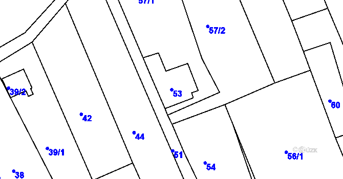 Parcela st. 53 v KÚ Vilémov u Kadaně, Katastrální mapa