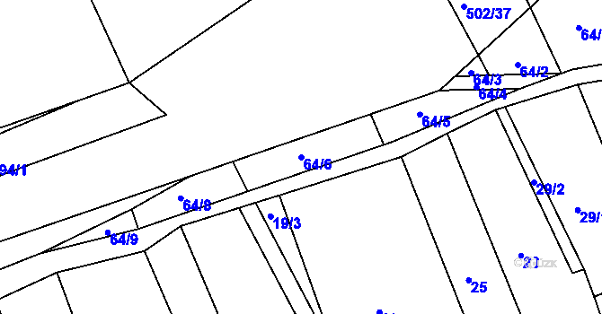 Parcela st. 64/6 v KÚ Vilémov u Kadaně, Katastrální mapa