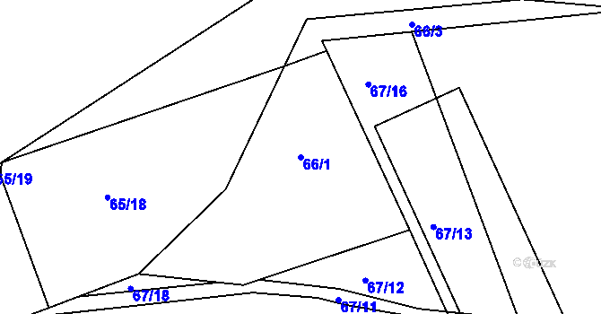 Parcela st. 66/1 v KÚ Vilémov u Kadaně, Katastrální mapa