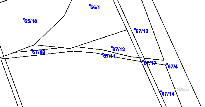 Parcela st. 67/11 v KÚ Vilémov u Kadaně, Katastrální mapa