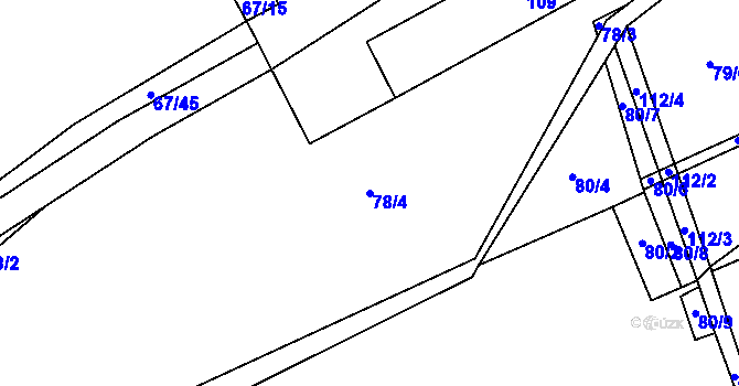 Parcela st. 78/4 v KÚ Vilémov u Kadaně, Katastrální mapa