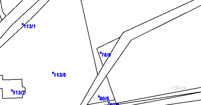Parcela st. 78/5 v KÚ Vilémov u Kadaně, Katastrální mapa