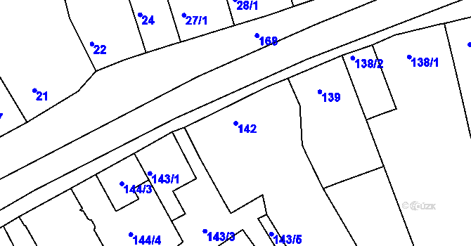 Parcela st. 142 v KÚ Vilémov u Kadaně, Katastrální mapa