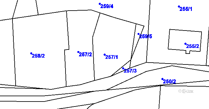 Parcela st. 257/1 v KÚ Vilémov u Kadaně, Katastrální mapa