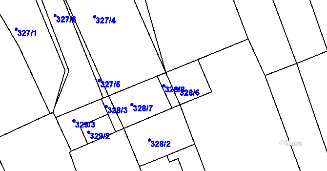 Parcela st. 328/8 v KÚ Vilémov u Kadaně, Katastrální mapa