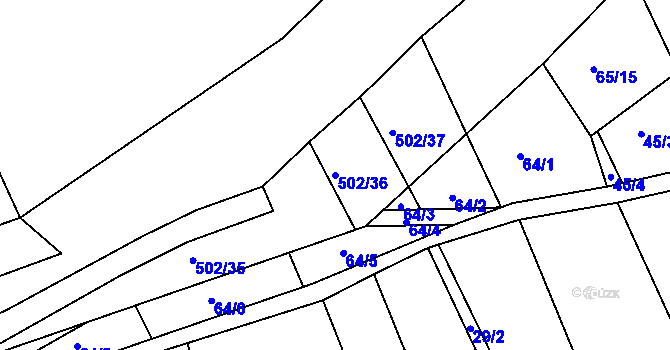 Parcela st. 502/36 v KÚ Vilémov u Kadaně, Katastrální mapa