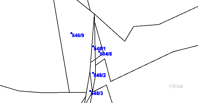 Parcela st. 504/8 v KÚ Vilémov u Kadaně, Katastrální mapa