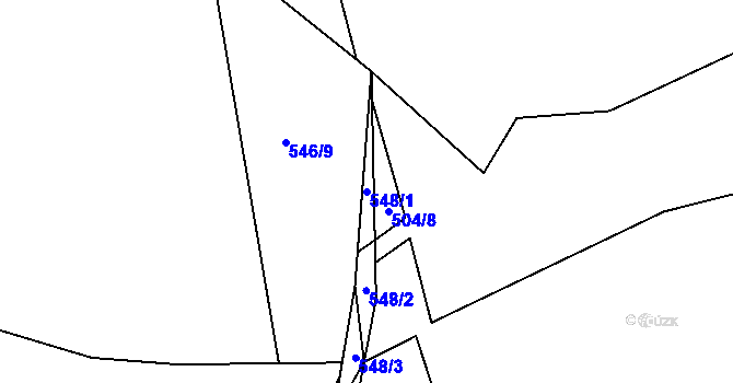 Parcela st. 548/1 v KÚ Vilémov u Kadaně, Katastrální mapa