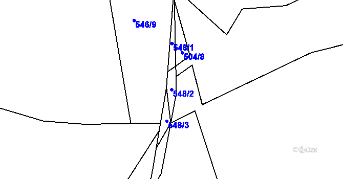Parcela st. 548/2 v KÚ Vilémov u Kadaně, Katastrální mapa