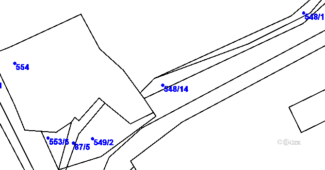 Parcela st. 548/14 v KÚ Vilémov u Kadaně, Katastrální mapa