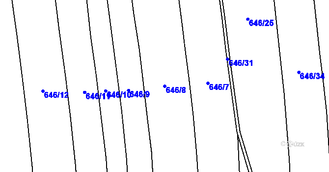 Parcela st. 646/8 v KÚ Vilémov u Kadaně, Katastrální mapa