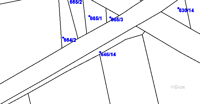 Parcela st. 646/14 v KÚ Vilémov u Kadaně, Katastrální mapa