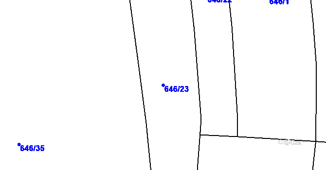 Parcela st. 646/23 v KÚ Vilémov u Kadaně, Katastrální mapa