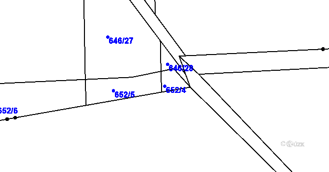 Parcela st. 652/4 v KÚ Vilémov u Kadaně, Katastrální mapa