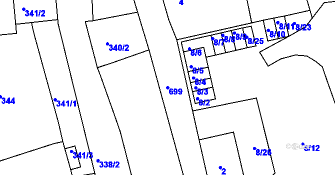 Parcela st. 699 v KÚ Vilémov u Kadaně, Katastrální mapa