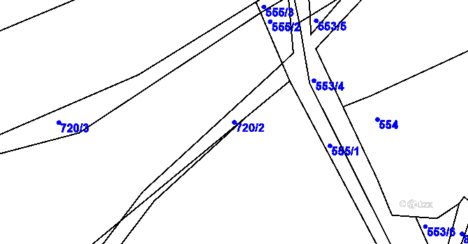 Parcela st. 720/2 v KÚ Vilémov u Kadaně, Katastrální mapa